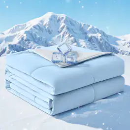 KERDOM - Queen Size - Cooling Comforter Blanket for Hot Sleepers and Night Sweats, Soft Summer Ice Blanket Quilt Machine Washable - Ice Blue