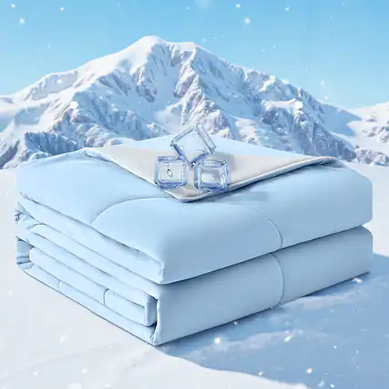 Front. KERDOM - King Size - Cooling Comforter Blankets for Hot Sleepers and Night Sweats, Soft Summer Ice Blanket Quilt Machine Washable - Ice Blue.