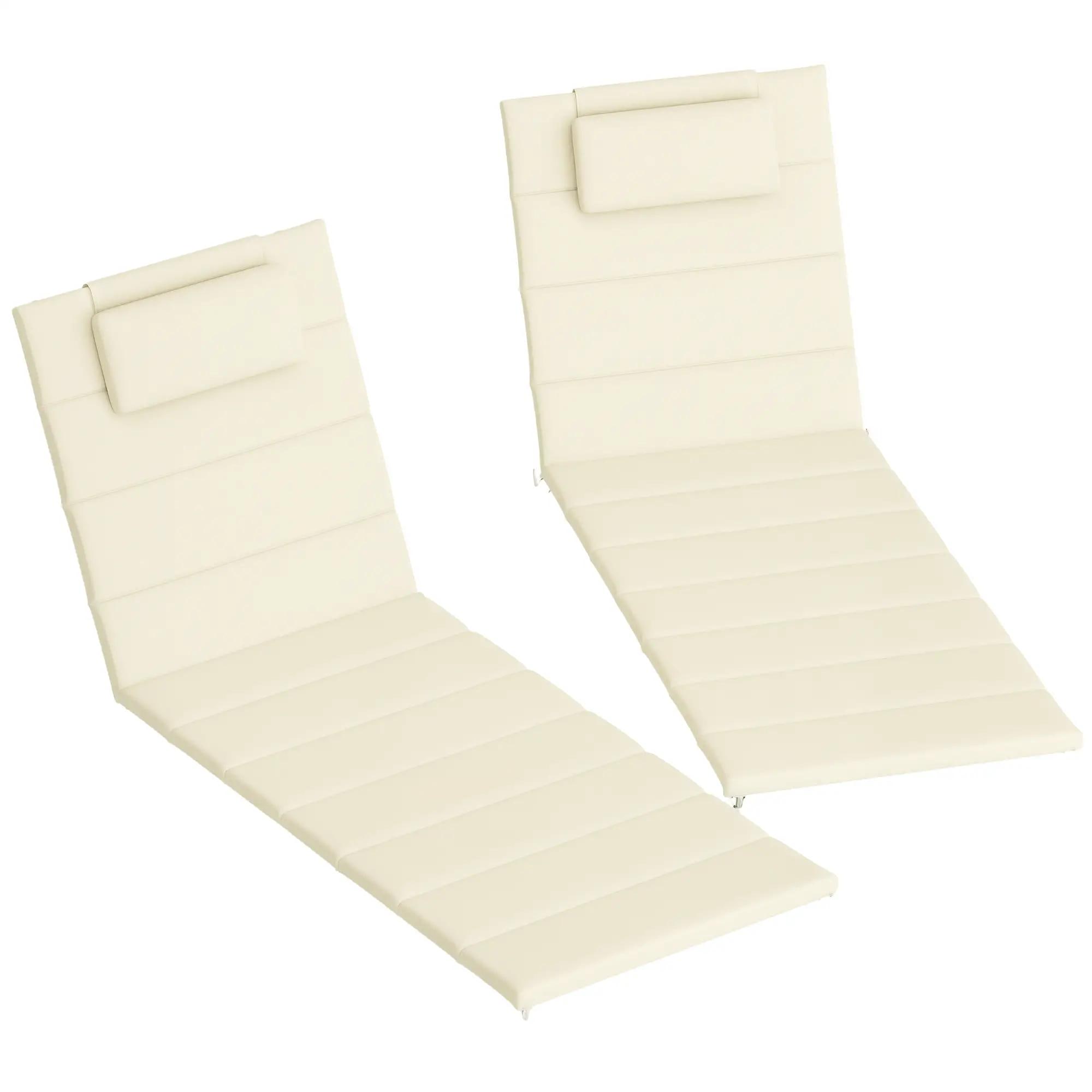 Angle. Resenkos - Resenkos Foldable Chaise Lounge Cushion Set 2-Pack, UPF 50+ Sun Protection, 230gsm Olefin Fabric, Cream White - Cream White.