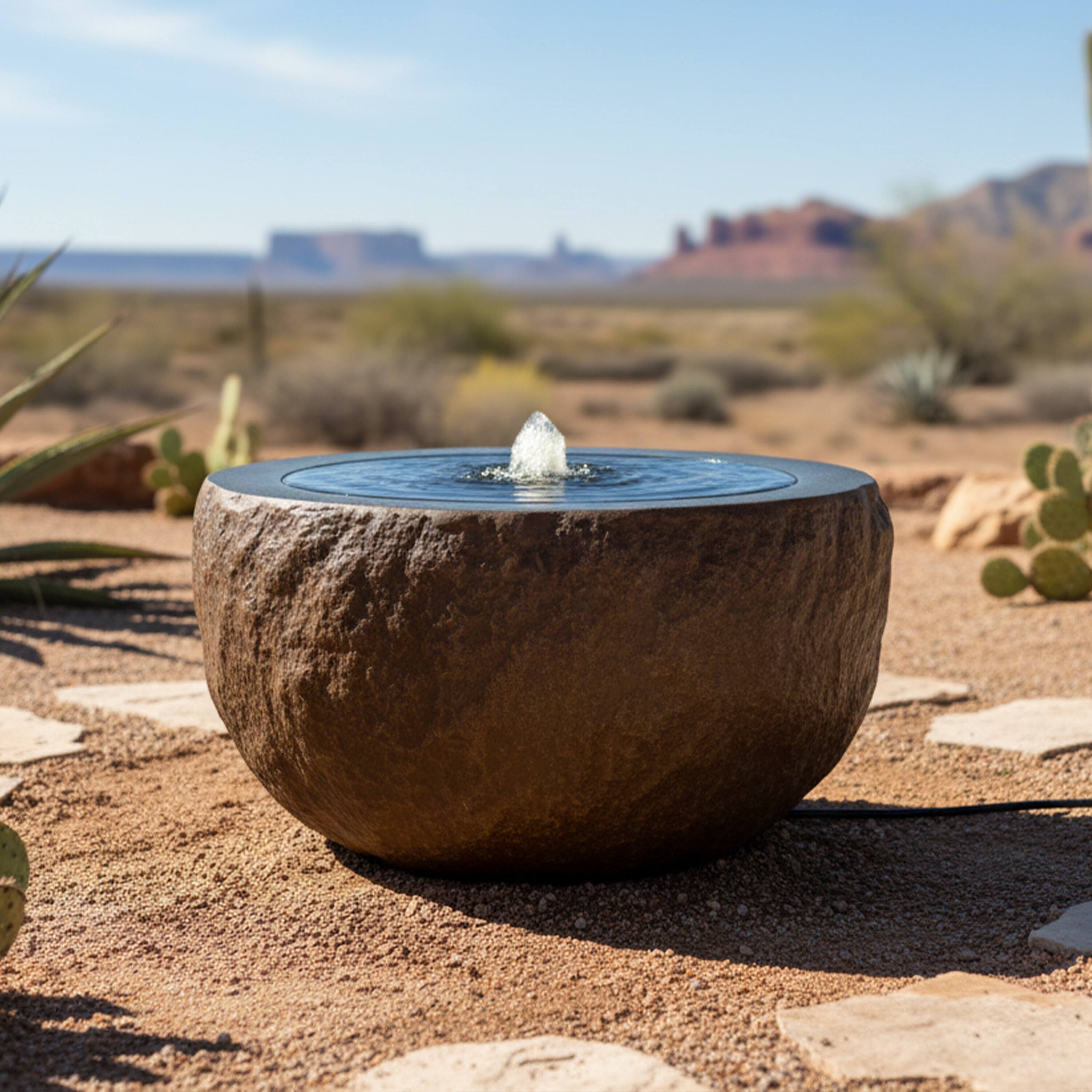 Alt View 7. Sunnydaze - Outdoor Polystone Round Bowl Bubble Fountain - Brown.