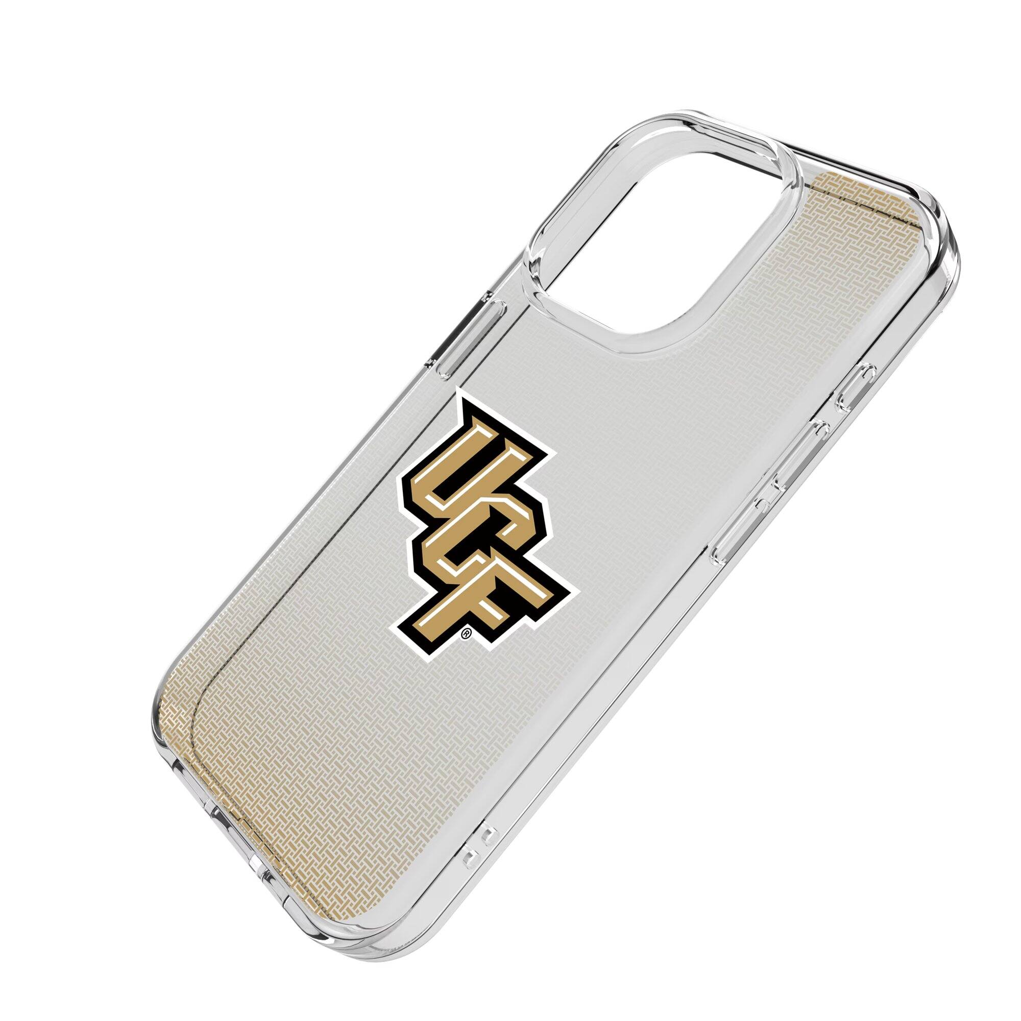 Alt View 1. Keyscaper - UCF Knights Linen Logo iPhone Clear Case - 16 Pro Max - Multicolor.