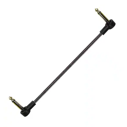 Front. HQRP - 6-Inch Right-Angle 1/4-Inch TS Instrument Patch Cable for Guitar, Bass, Pedal, Amp - Black.