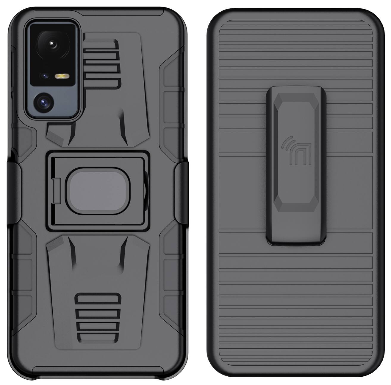 Alt View 8. Nakedcellphone - Case with Clip for Lively Jitterbug Smart 4 Phone or TCL 40XL, Rugged Ring Grip Cover with Stand and Belt Hip Holster - Black.