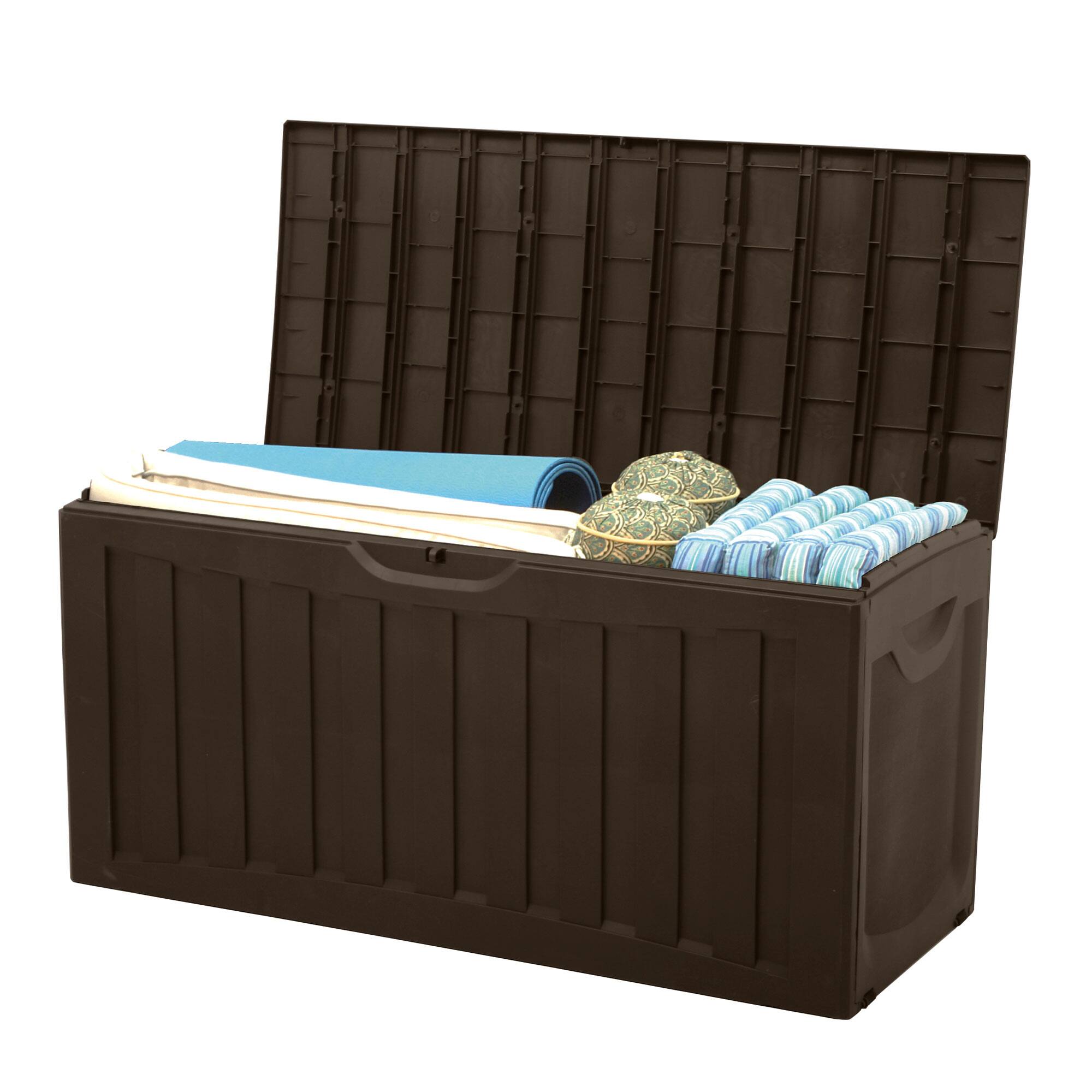 Alt View 7. Ram Quality Products - Ram Quality Products Plastic 90 Gal Outdoor Locking Storage Bin Deck Box, Brown - Brown.