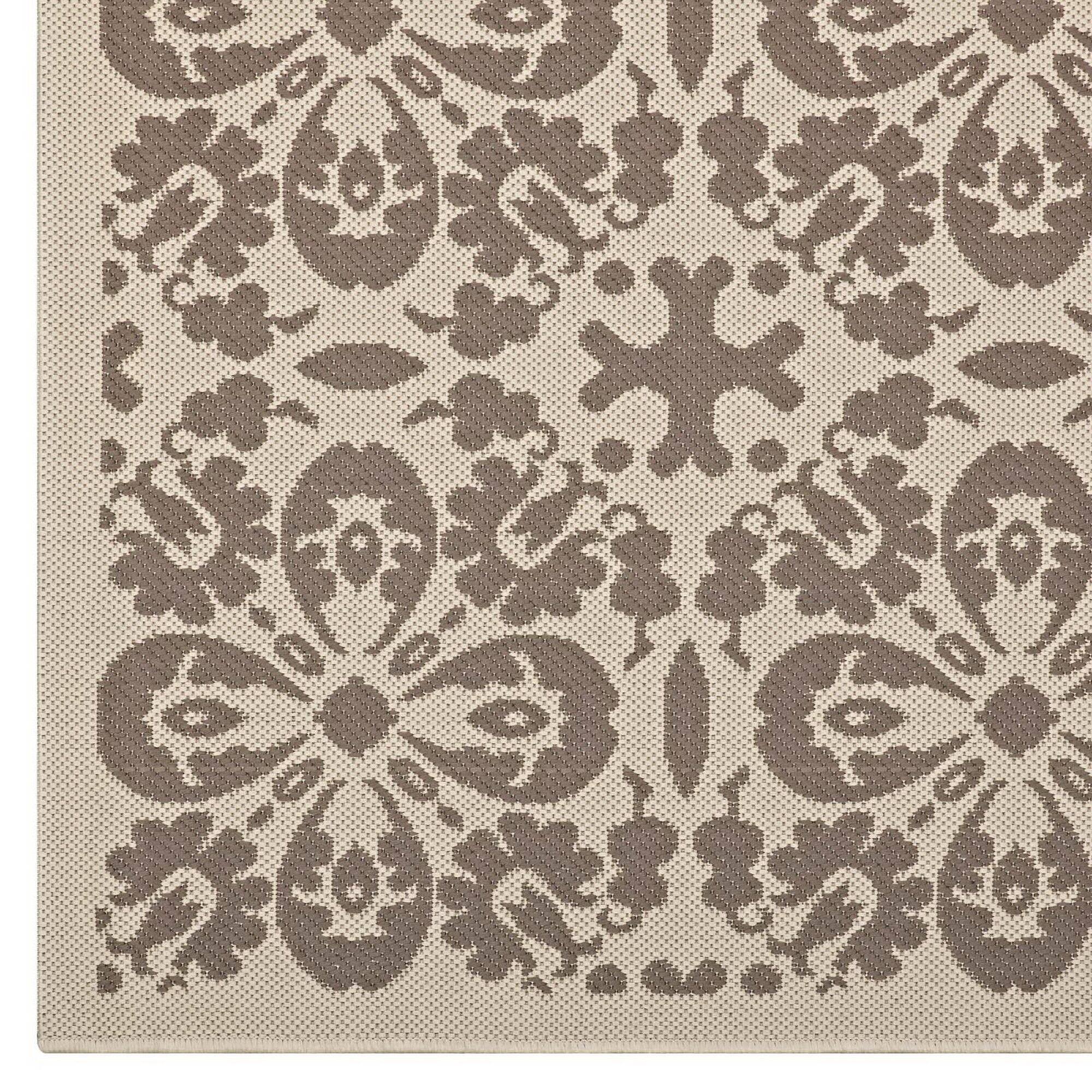 Alt View 1. Modway - Ariana Vintage Floral Trellis Indoor and Outdoor Area Rug - Light and Dark Beige.
