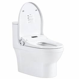 RYHNUYNE - Smart Bidet Toilet Seat, Side Knob Heated Seat Water Temperature and Pressure Adjustment Auto Open and Close Night Light - White