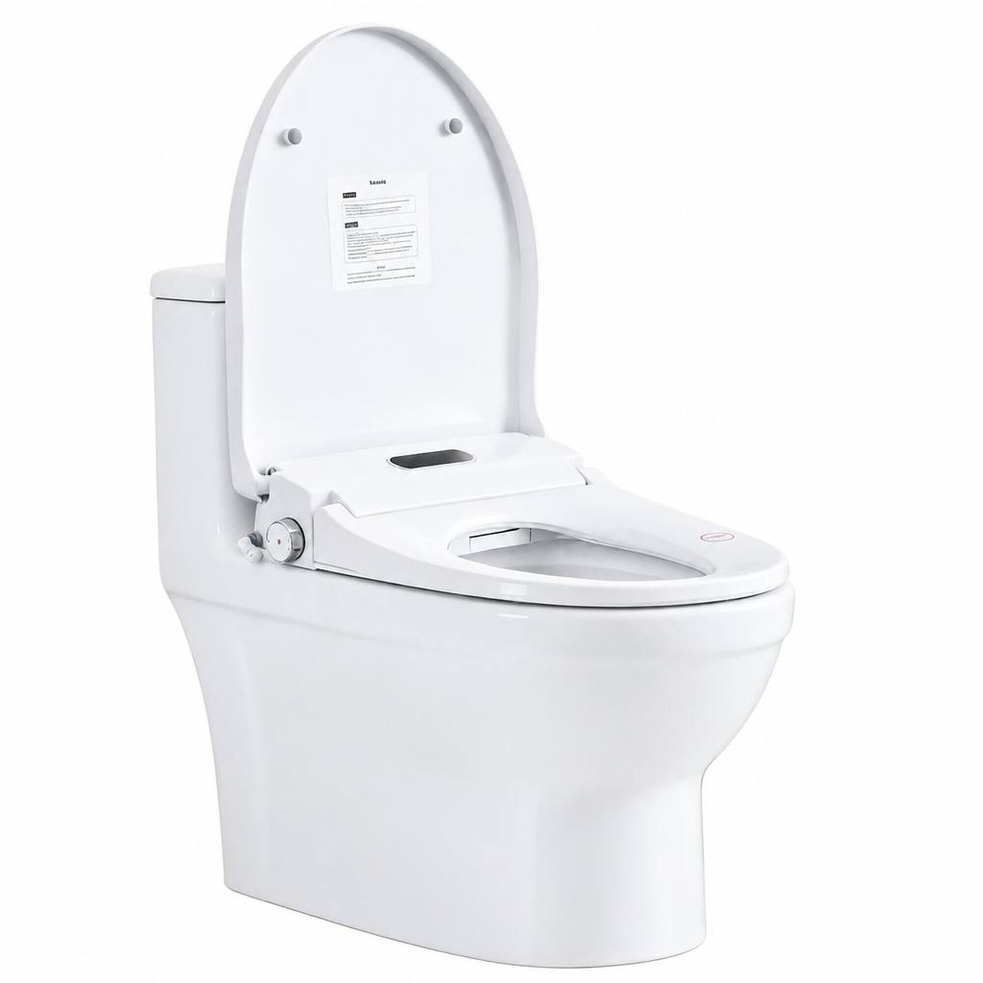 Front. RYHNUYNE - Smart Bidet Toilet Seat, Side Knob Heated Seat Water Temperature and Pressure Adjustment Auto Open and Close Night Light - White.