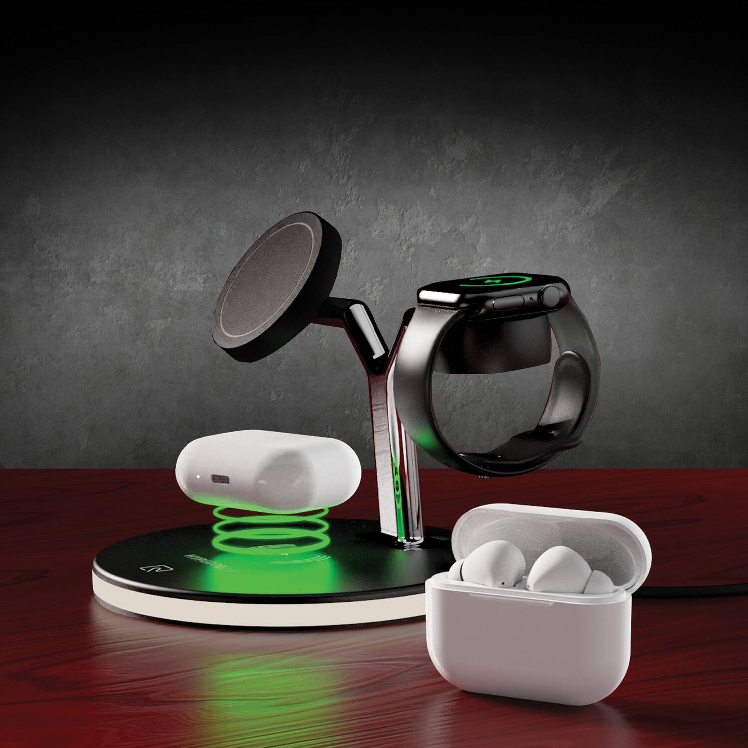 Left. HyperGear - Hypergear 15515 Maxcharge 3-in-1 Wireless Charging Stand - black.