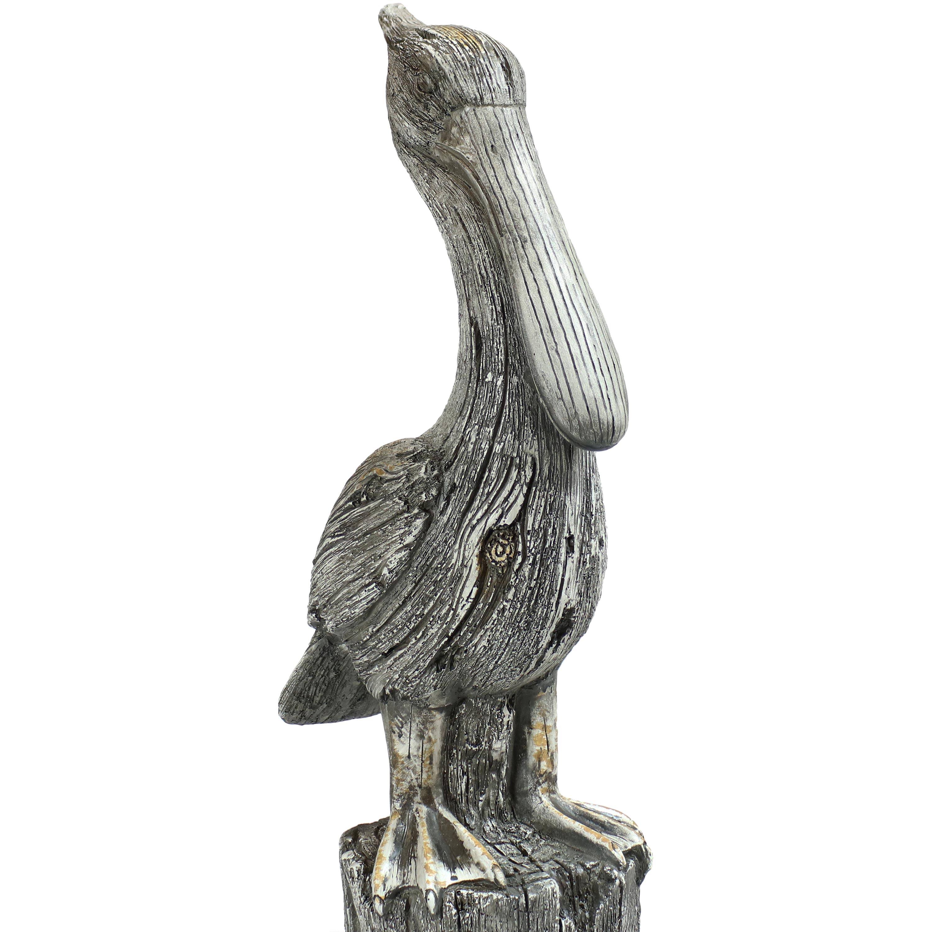 Alt View 7. Sunnydaze - Pelican Perch Outdoor Polystone Garden Statue - 22 in - Grey.
