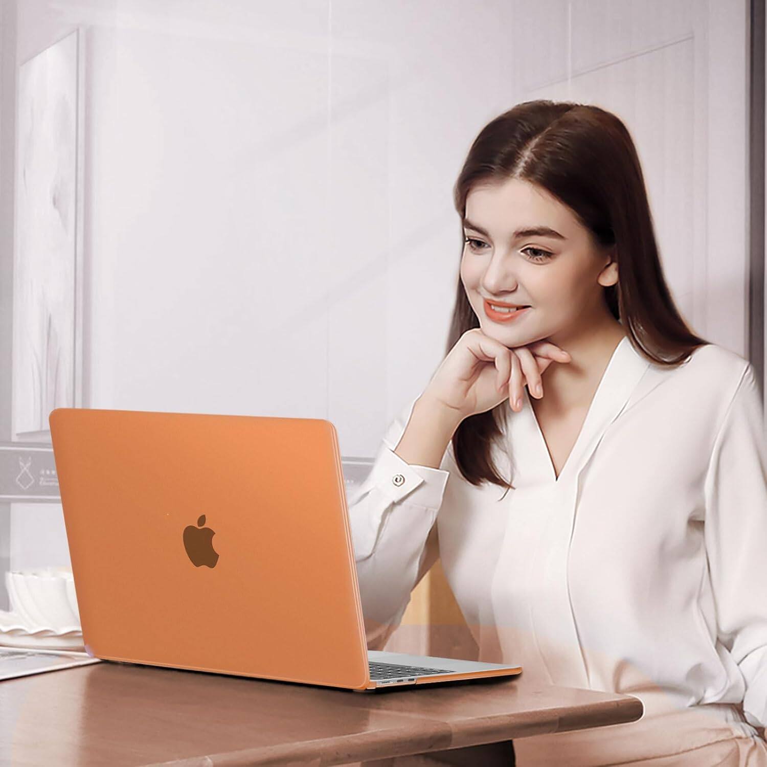 Alt View 2. mosiso - Ultra-Thin Hard Shell Case & Keyboard Cover for MacBook Air 13 inch (A3449 A3240 A3113 A2681 2022–2026) - Cosmic Orange.