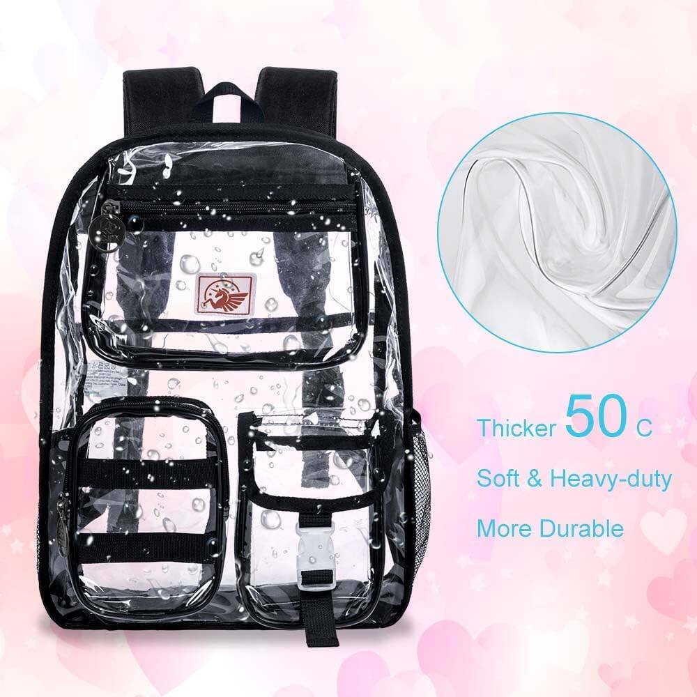 Alt View 1. Pacoar Cade - 3pcs Clear Backpack For  Transparent Bookbag Heavy Duty See Through Backpacks - Deep Purple.