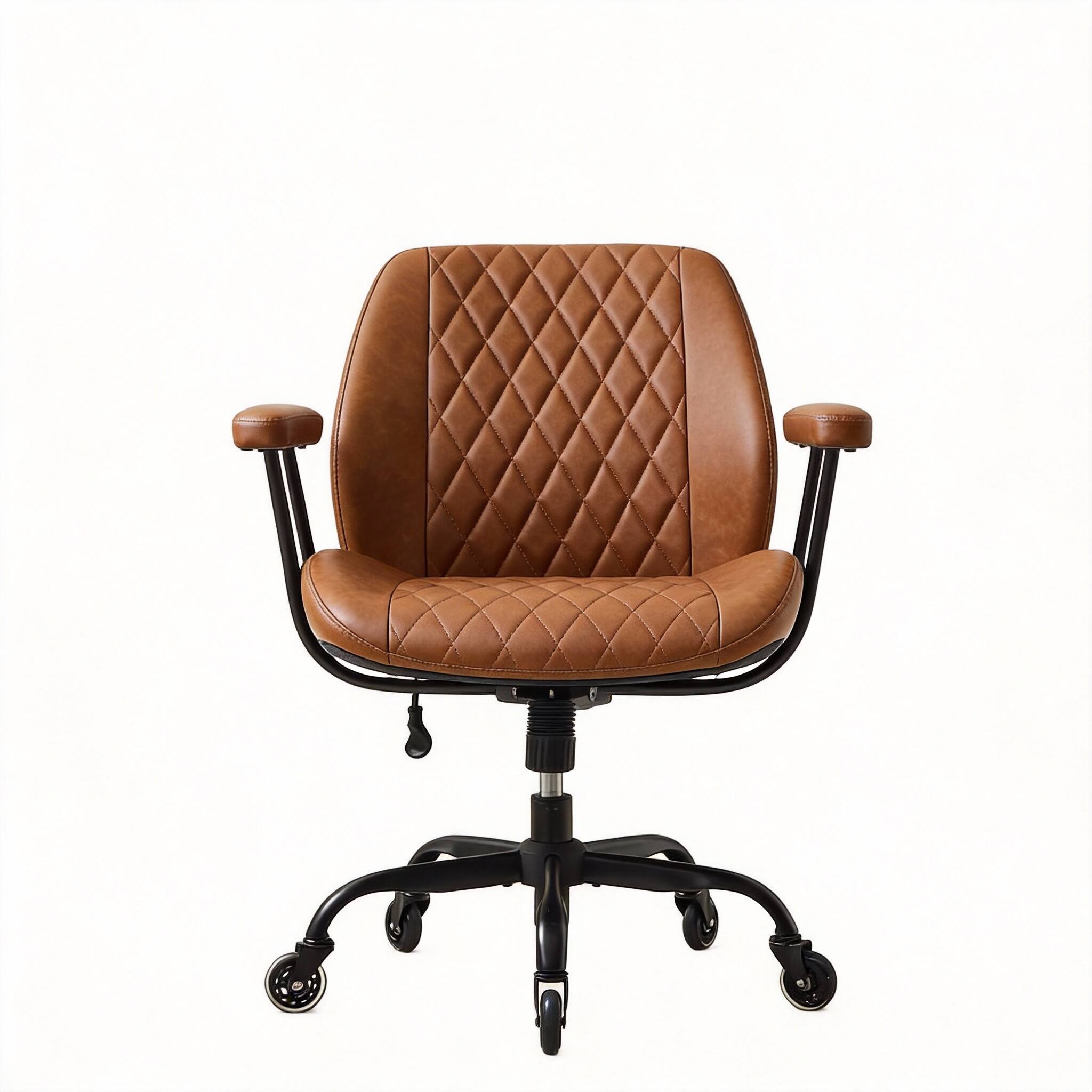 Brown Leather Height: Adjustable