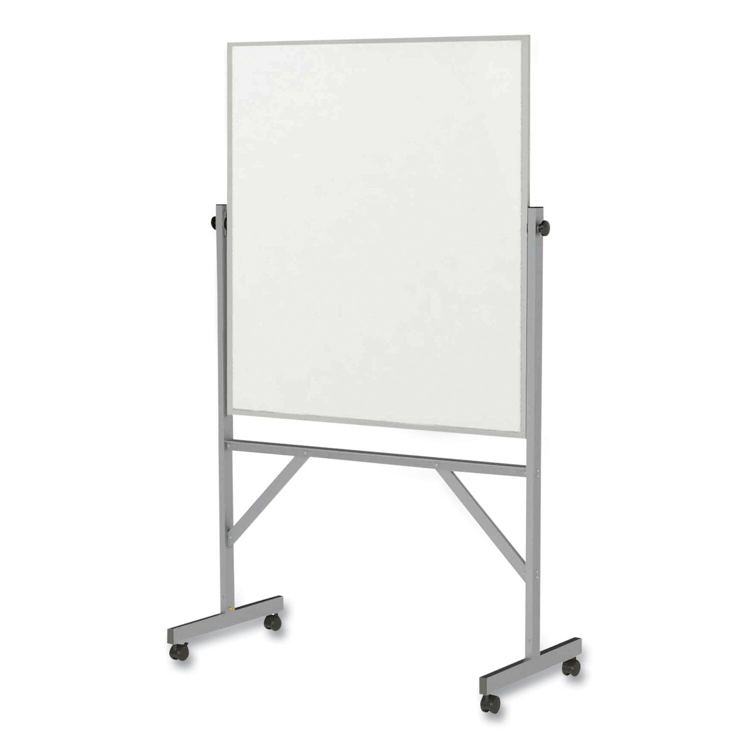 Angle. Ghent - REMOVE - Reversible Magnetic Porcelain Whiteboard with Aluminum Frame, 36" x 48", White Surface, Satin Aluminum Frame.