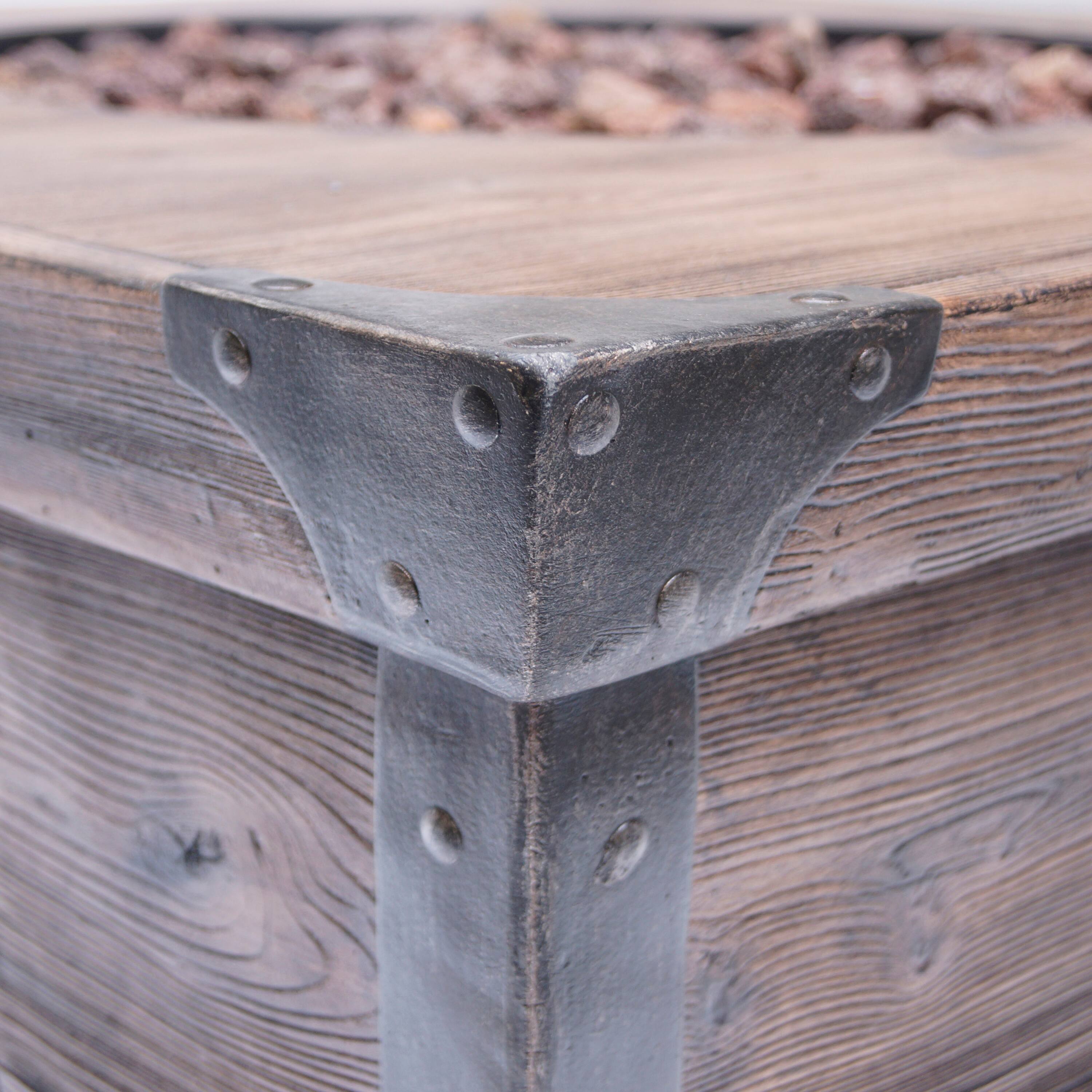 Alt View 8. APRILSOUL - Outdoor Patio 24 inch H x 32 inch W Square Gas Burning Concrete Fire Pit Wood Pattern Brown - Brown.