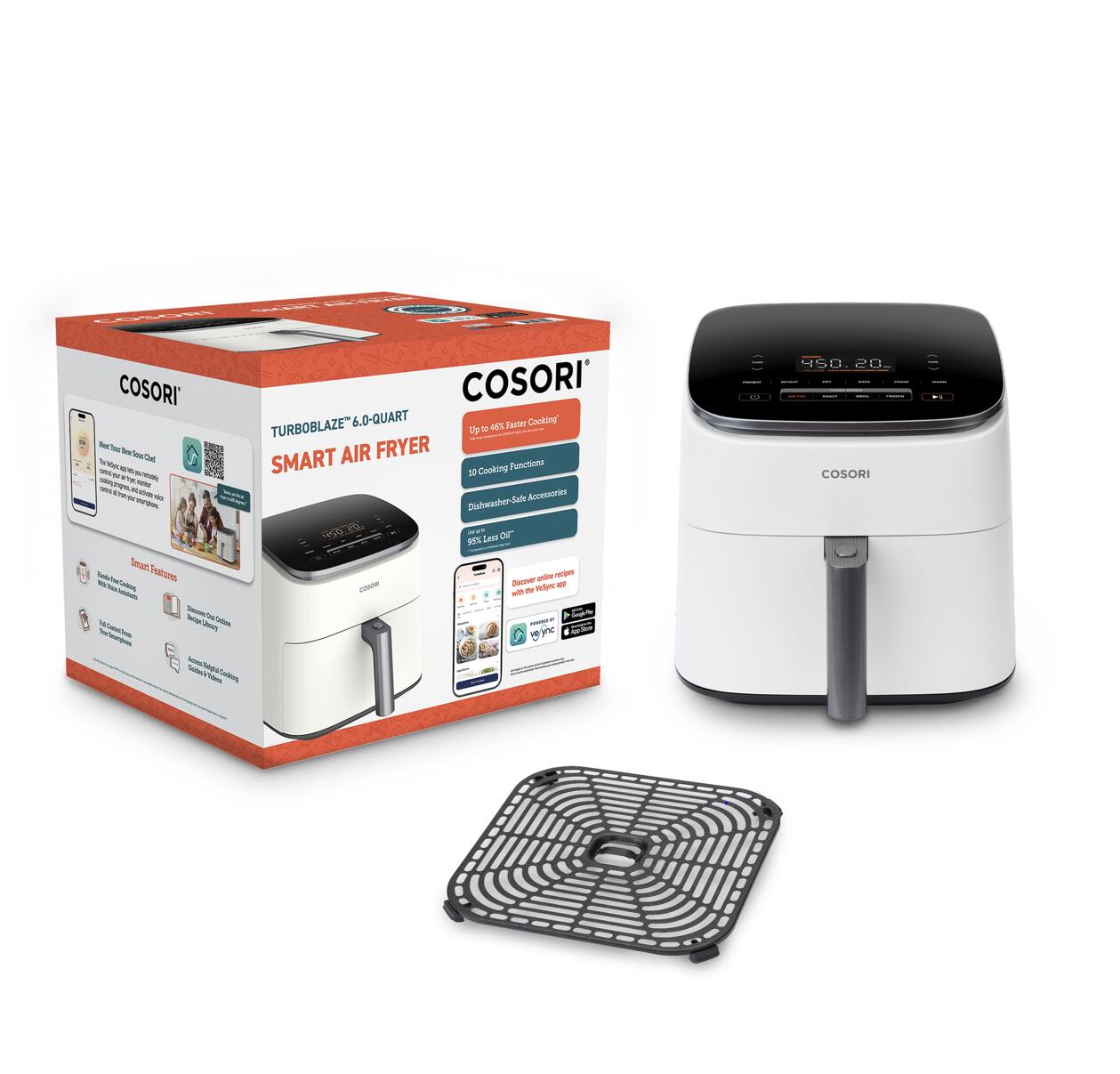 COSORI TURBOBLAZE 6.0-QUART SMART AIR FRYER

Up to 40°F Fast Cooking
10 Cooking Functions
Dishwasher-Safe Accessories
95% Less Oil
Smart Features

COSORI Smart Features

Discover the air fryer with the Smart Features

COSORI