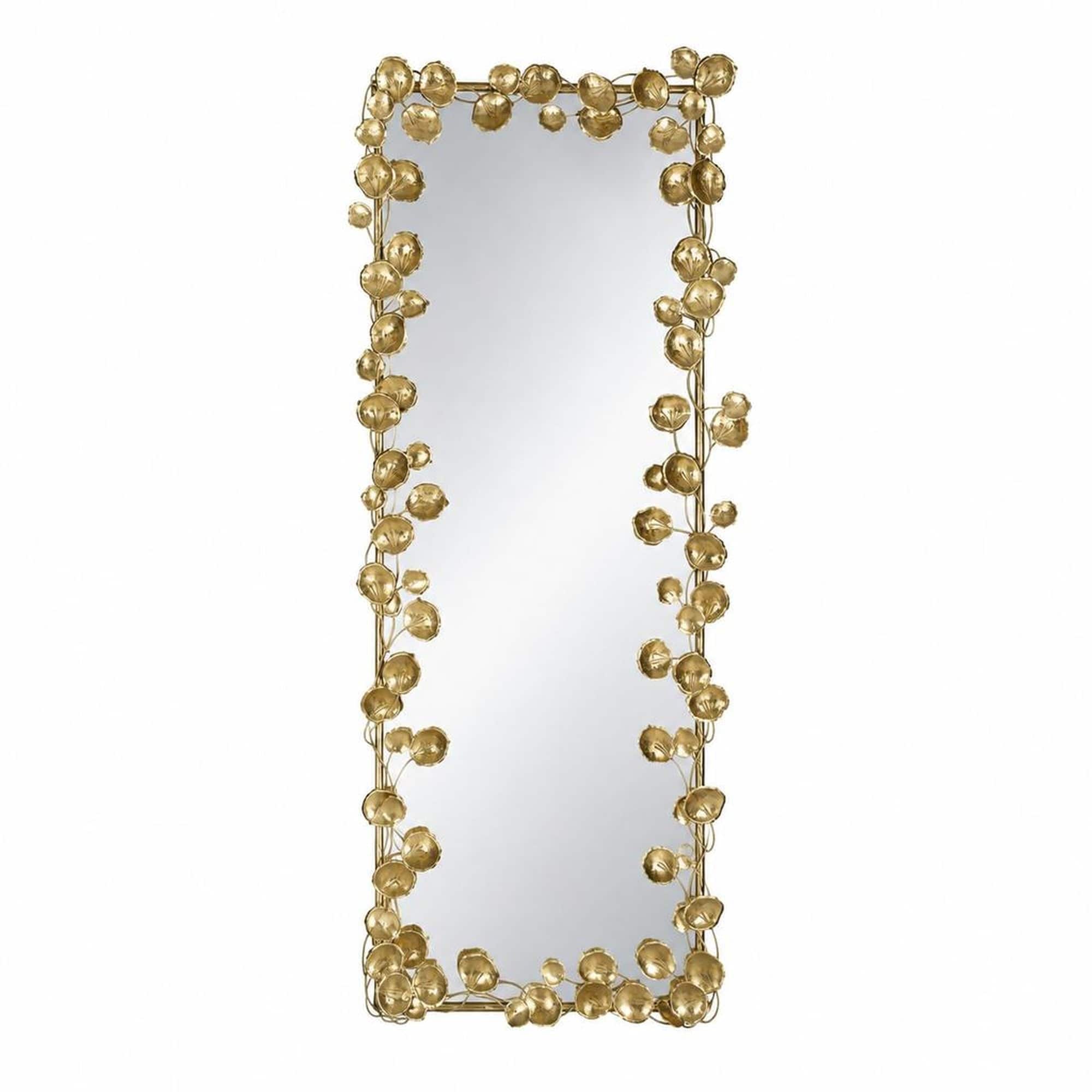RYHNUYNE - 61 in Full Length Floor Mirror, Iron Frame, Golden Leaf Accents, MDF Backing, Living Room and Bedroom - Gold price history on PriceWatchPro