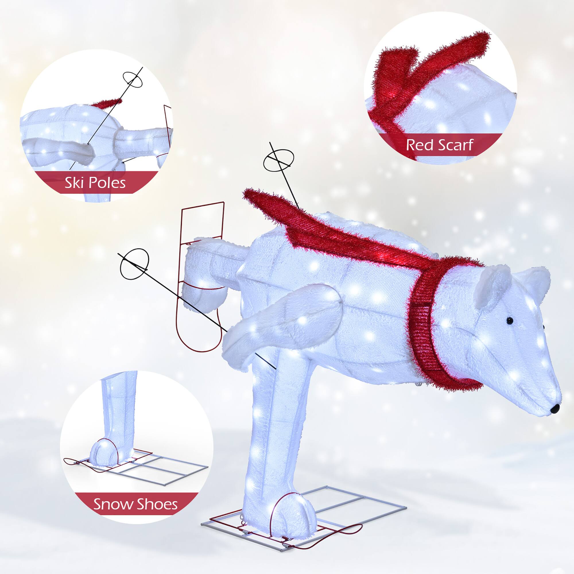 Red Scarf  
Ski Poles  
Snow Shoes