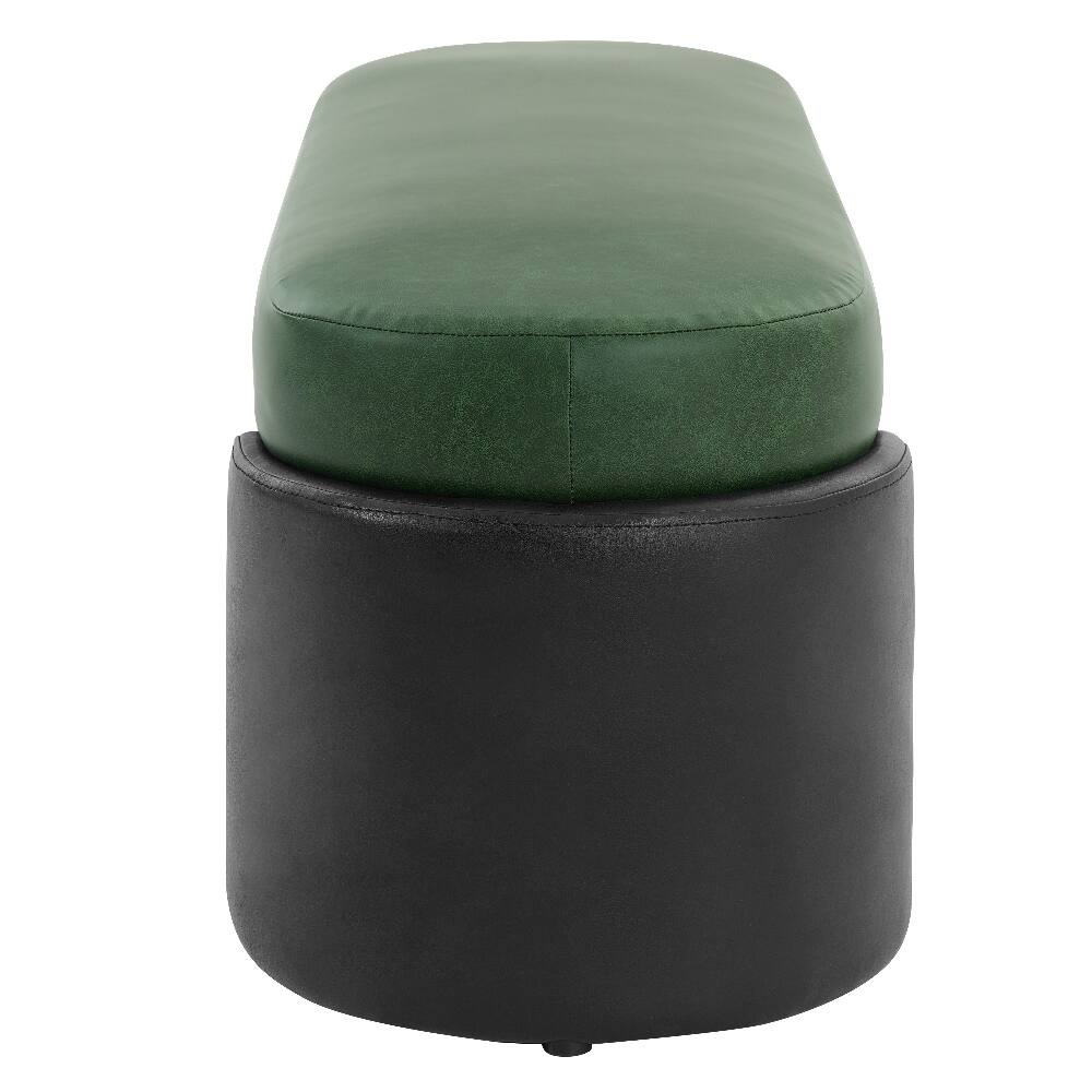 Alt View 4. Ropilly - Ropilly Green Dining Bench PU Upholstered Modern Accent Bench Forty Eight Inch Two Tone Indoor Seating Wood Frame - Green and Black.