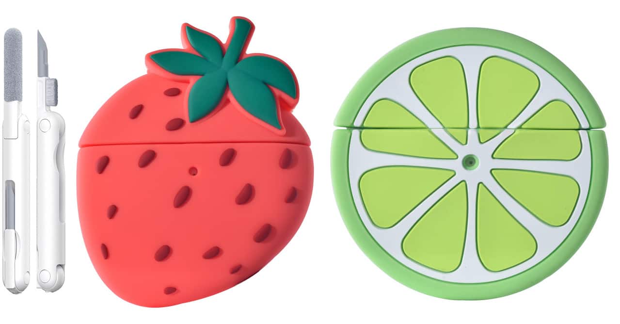 Posh Tech - 2-Pack Fruit Airpods Pro Case and Cleaning Tool Set