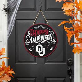 Evergreen Enterprises - Oklahoma Sooners 18" Happy Halloween Wooden Round Door Sign - Multicolor