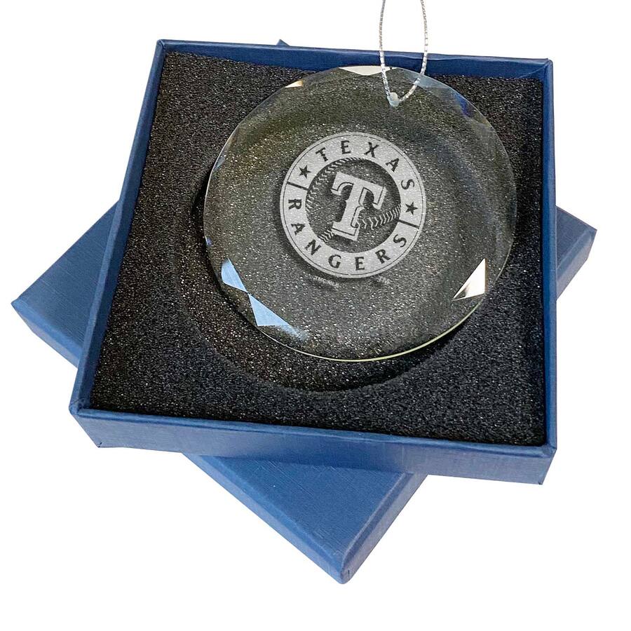 The Memory Company Texas Rangers 3.25'' Laser Engraved Glass Ornament ...