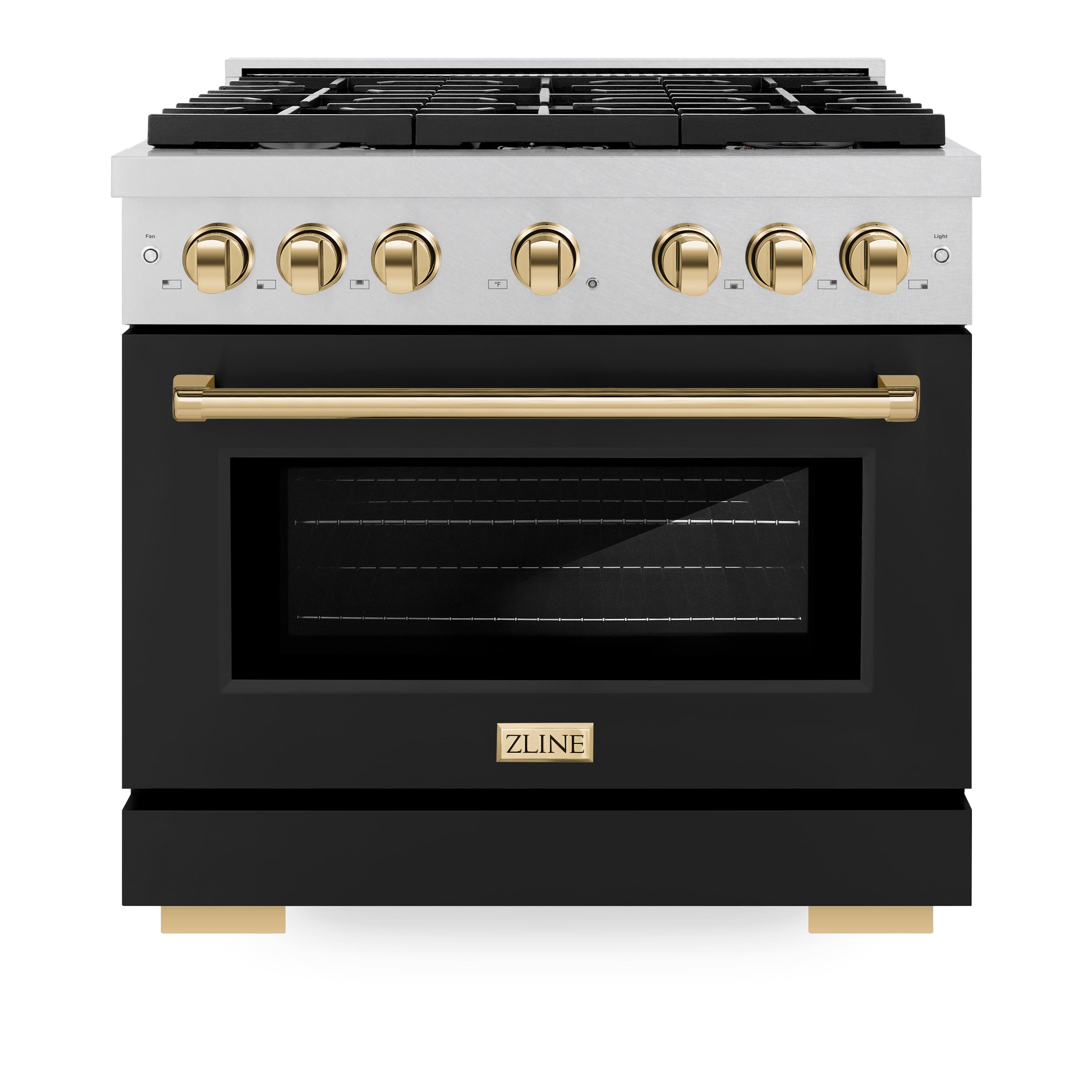 ZLINE - Autograph 36 in. Paramount Satin Steel Gas Range with Gold Accents (SGRSZ-BLM-36-G) - White - Front_Zoom