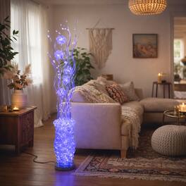 FC Design - 60"H Artistic Vase with Blue Flame Petal Flower Stem LED Floor Lamp