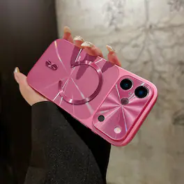 UUCOVER - Magnetic Case for Apple iPhone 17 Pro Max, Compatible with MagSafe, Raised Edge Shockproof CD Texture Protective Cover - Rose