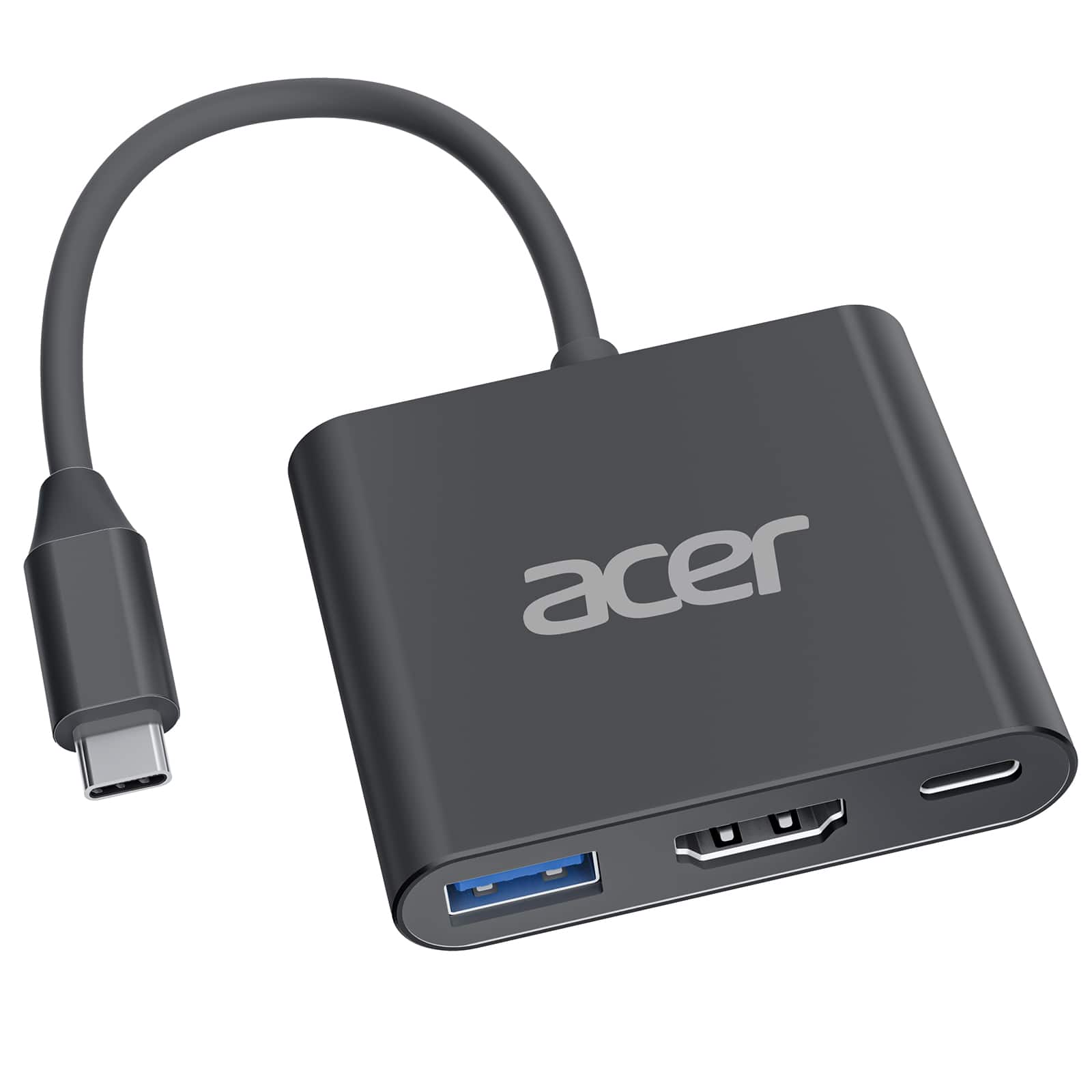 Front. Acer - USB C to HDMI Adapter, 4K USB C Hub with 100W PD, USBA 3.0 Port, HDMI to USBC Multiport Digital AV Converter for MacBook - black.