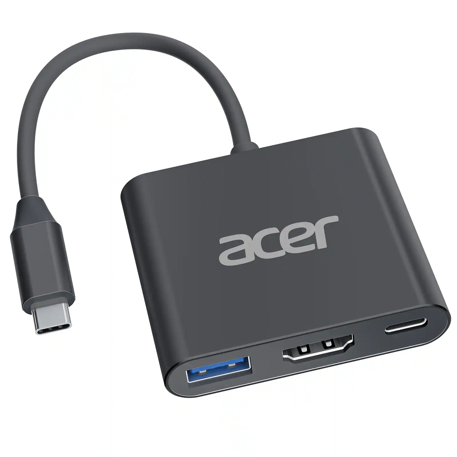 Front. Acer - USB C to HDMI Adapter, 4K USB C Hub with 100W PD, USBA 3.0 Port, HDMI to USBC Multiport Digital AV Converter for MacBook - black.