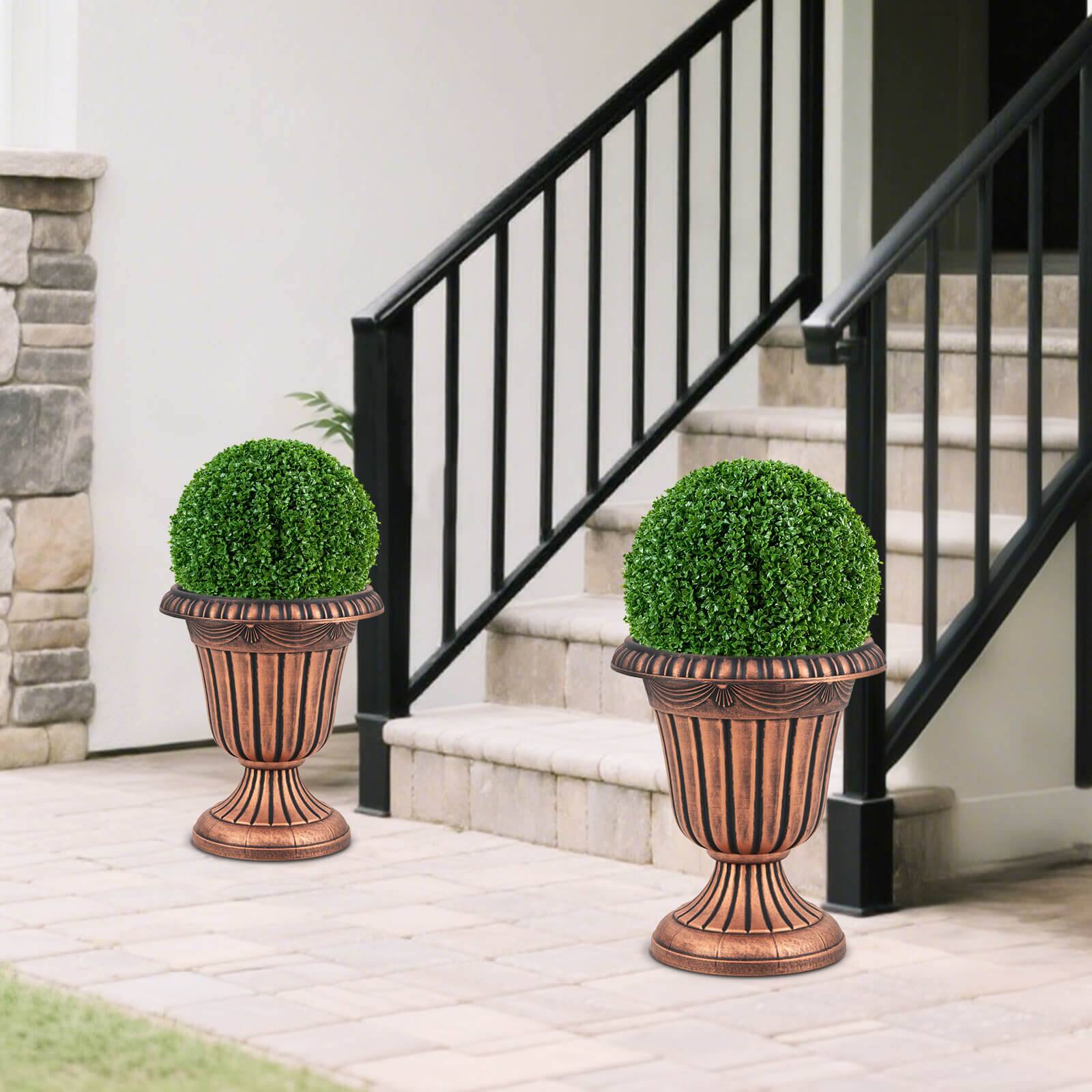 Alt View 5. Costway - Costway 18 inch Tall Vintage Planters Set of 4 with Pedestal Base & Pre-marked Drain Hole.