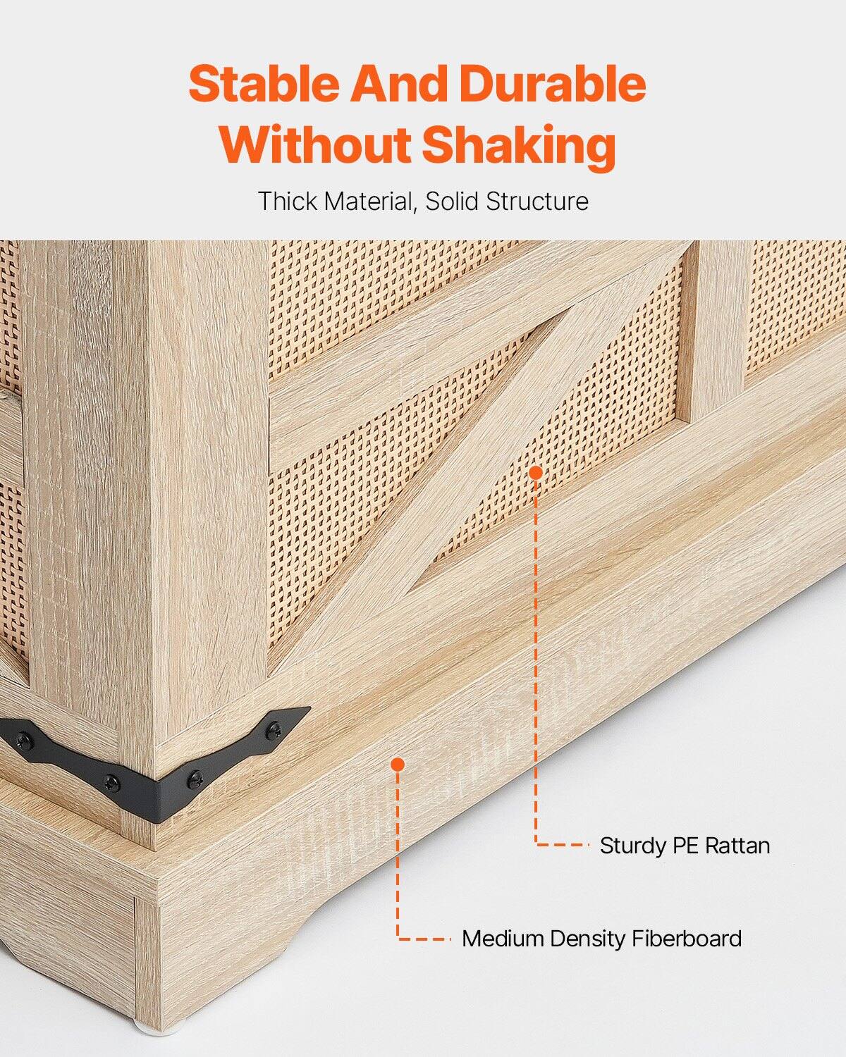 Stable And Durable Without Shaking  
Thick Material, Solid Structure  

Sturdy PE Rattan  
Medium Density Fiberboard