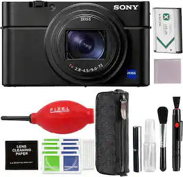 Cyber-shot DSC-RX100 VII Digital Camera Bundle w/ Pixel Advanced Accessories Blower, Cleaning Kit | Sony DSCRX100M7 - Black