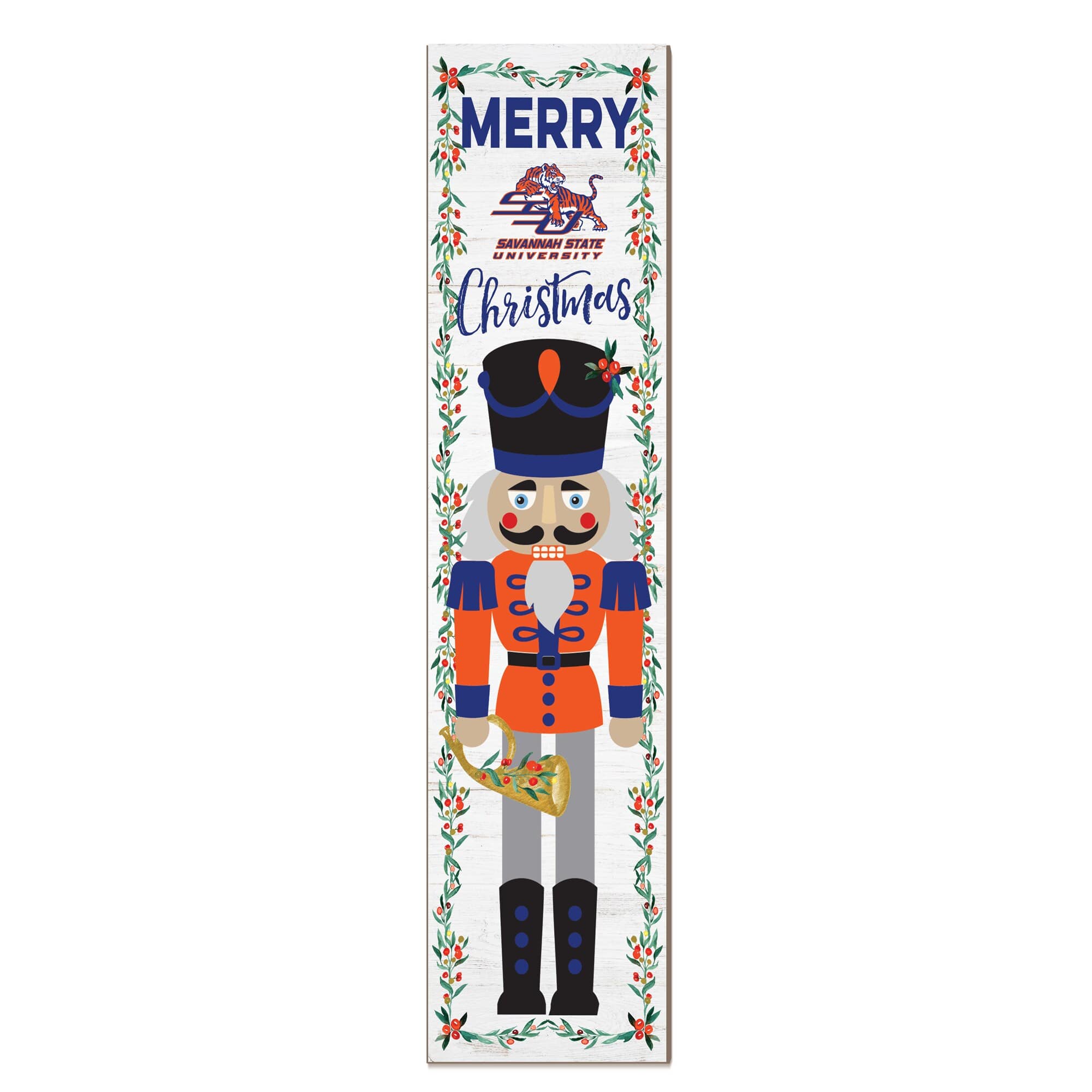 Jardine - Savannah State Tigers 11" x 46" Nutcracker Holiday Leaner Sign - White