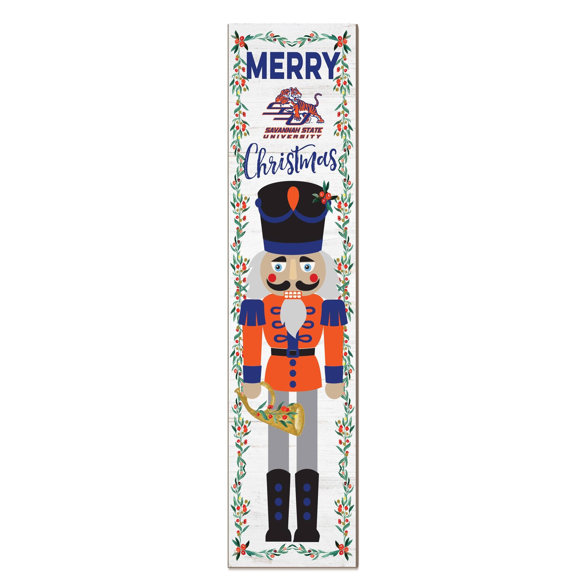 Jardine - Savannah State Tigers 11" x 46" Nutcracker Holiday Leaner Sign - White