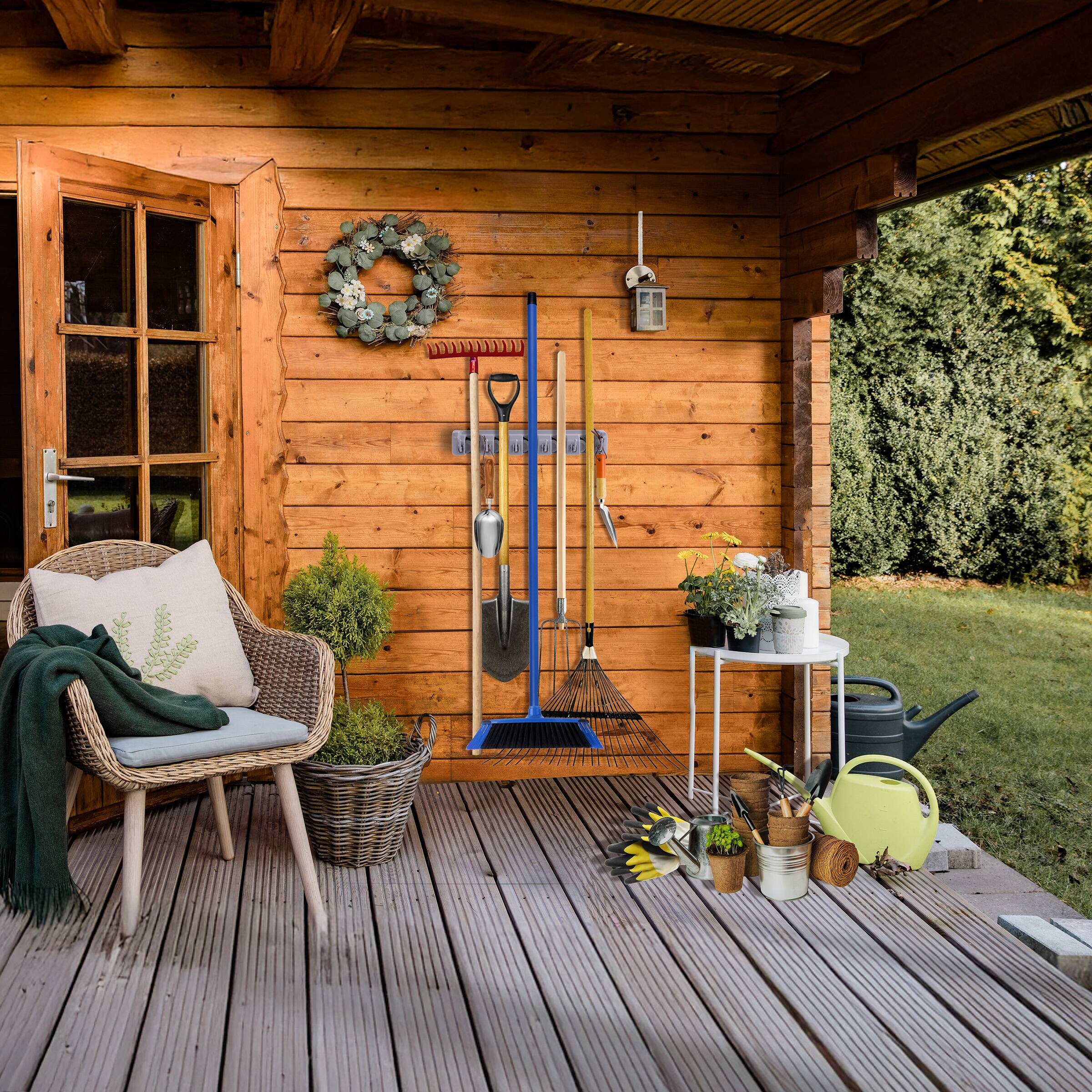 Left. Sorbus - Sorbus 16 Inch Wall-Mounted Garage & Garden Tool Organizer - Holds Up to 11 Items - Garage, Shed, Garden, or Home Use - Gray.