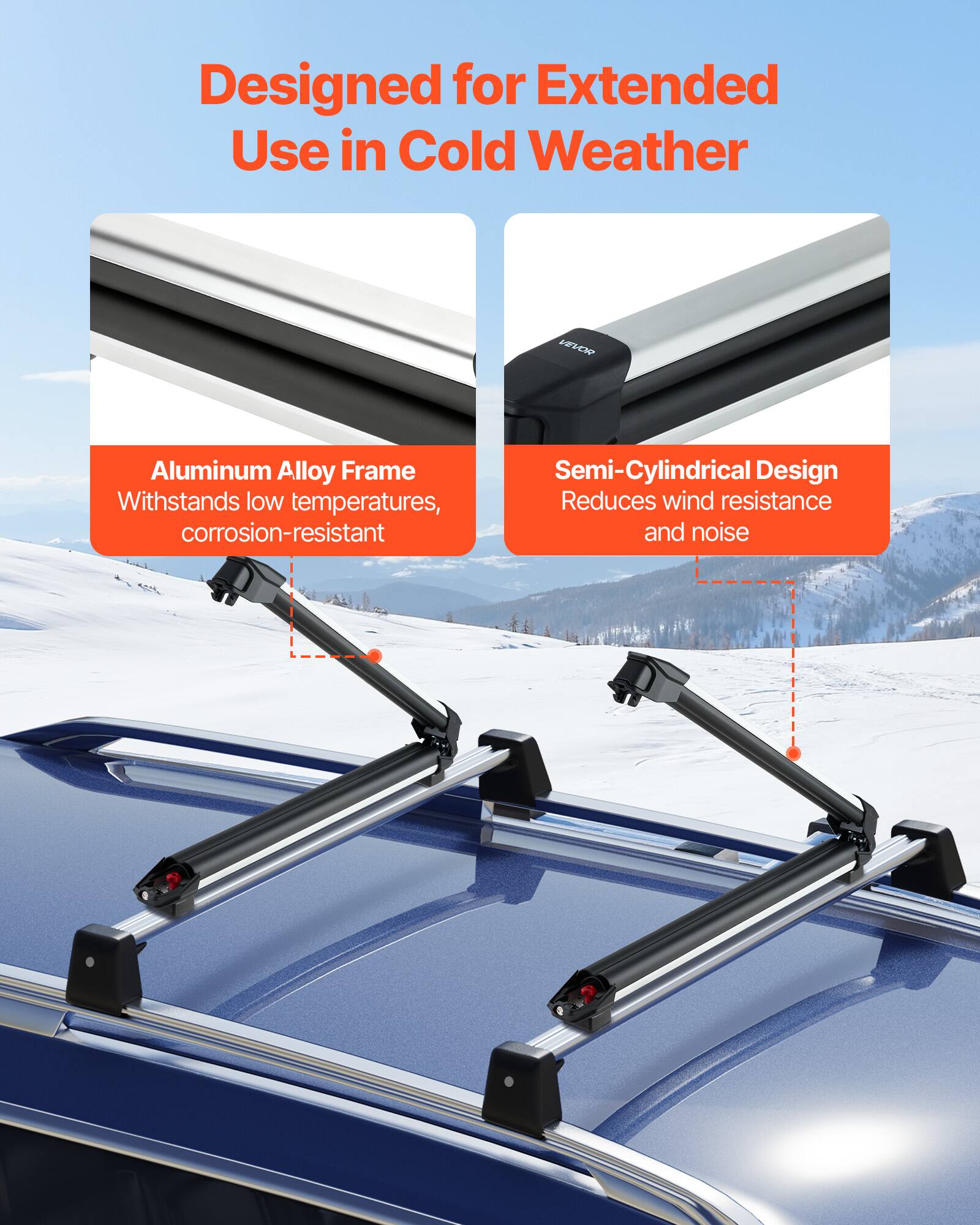 Designed for Extended Use in Cold Weather

- Aluminum Alloy Frame: Withstands low temperatures, corrosion-resistant
- Semi-Cylindrical Design: Reduces wind resistance and noise