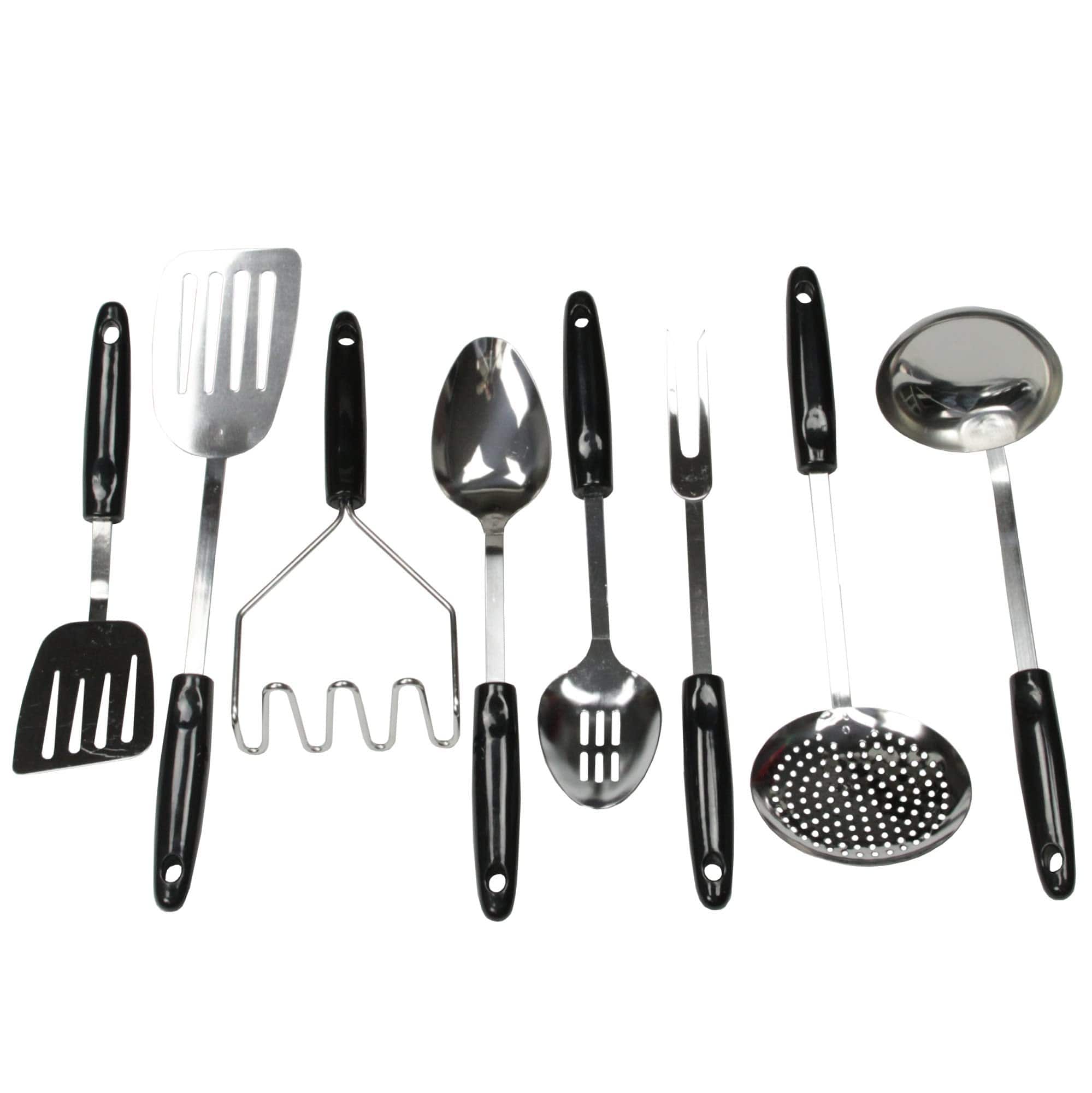 Chef Craft - 8 Piece Select Stainless Steel Kitchen Tool and Utensil Set - Silver / Black
