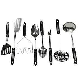 Chef Craft - 8 Piece Select Stainless Steel Kitchen Tool and Utensil Set - Silver / Black