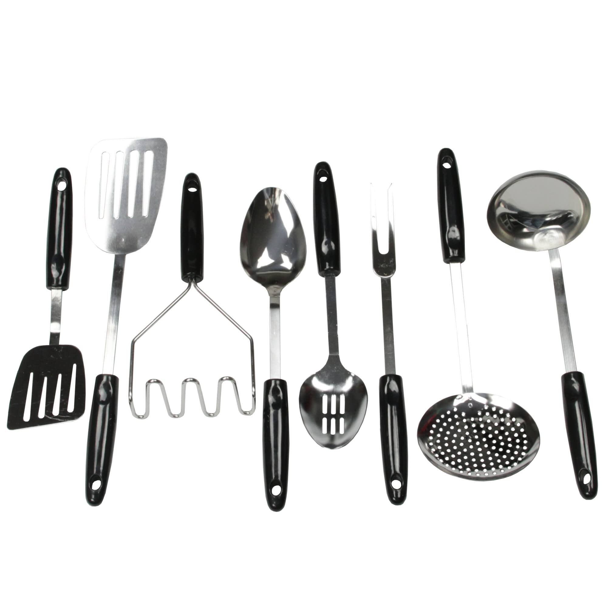 Front. Chef Craft - 8 Piece Select Stainless Steel Kitchen Tool and Utensil Set - Silver / Black.