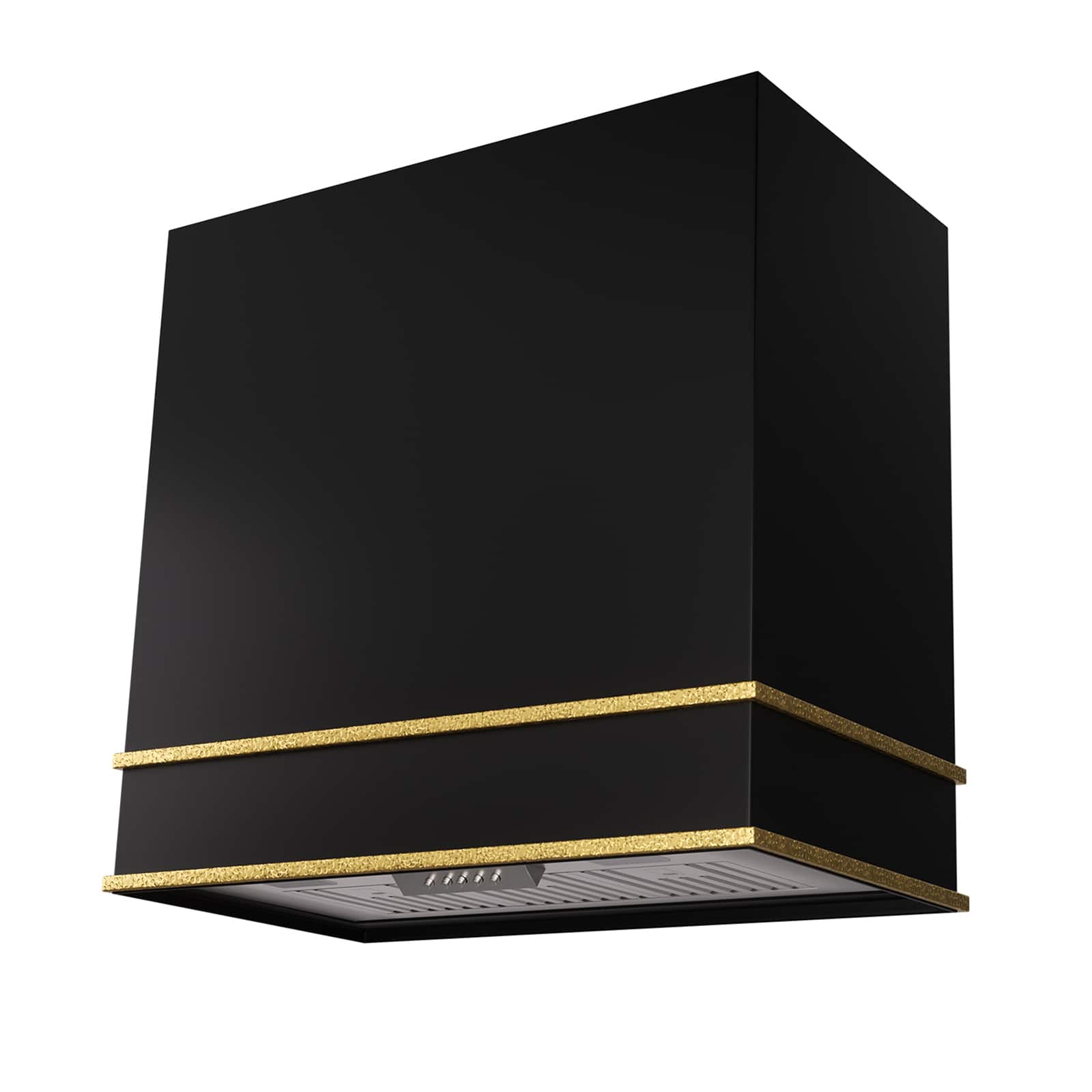 Front. Akicon - Akicon 30 in. 600 CFM Ducted Wall Mount Range Hood with 3 Speed, LED Lights and Carbon Filter, in Black with Gold - Black with Gold.