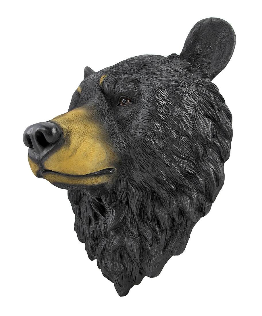 Alt View 2. Zeckos - Large 16 Inch Big Black Bear Head Bust Realistic Poly-Resin Wall Hanging Statue - Black.