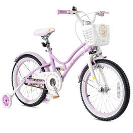 Gymax - 18'' Kids Bike Toddlers Freestyle Adjustable Bicycle w/ Training Wheels - Purple + Black + White