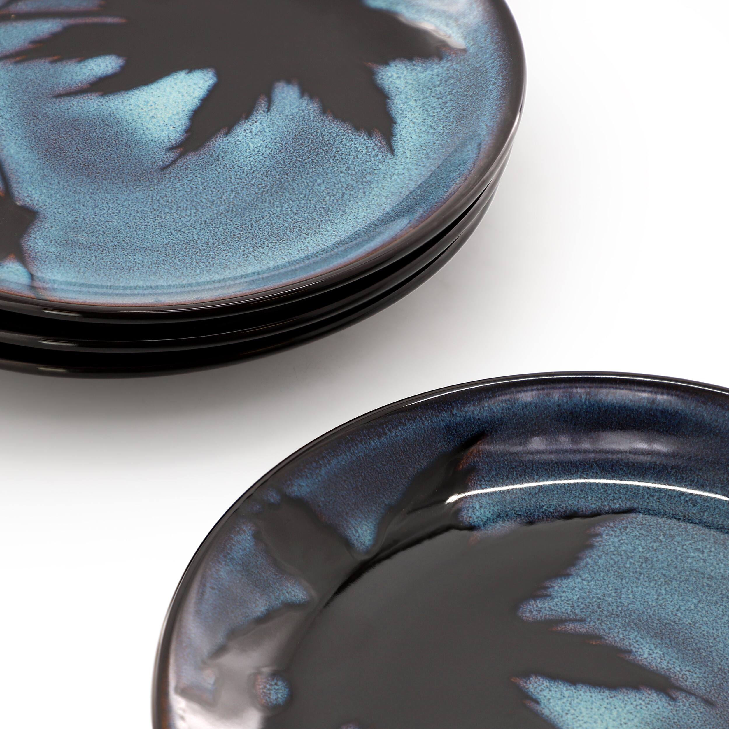 Alt View 2. Gibson - Gibson Elite Sunset 4 Piece 8 Inch Round Stoneware Dessert Plate Set in Blue - Blue.