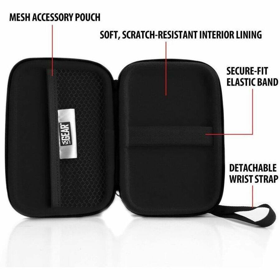 MESH ACCESSORY POUCH  
SOFT, SCRATCH-RESISTANT INTERIOR LINING  
SECURE-FIT ELASTIC BAND  
DETACHABLE WRIST STRAP
