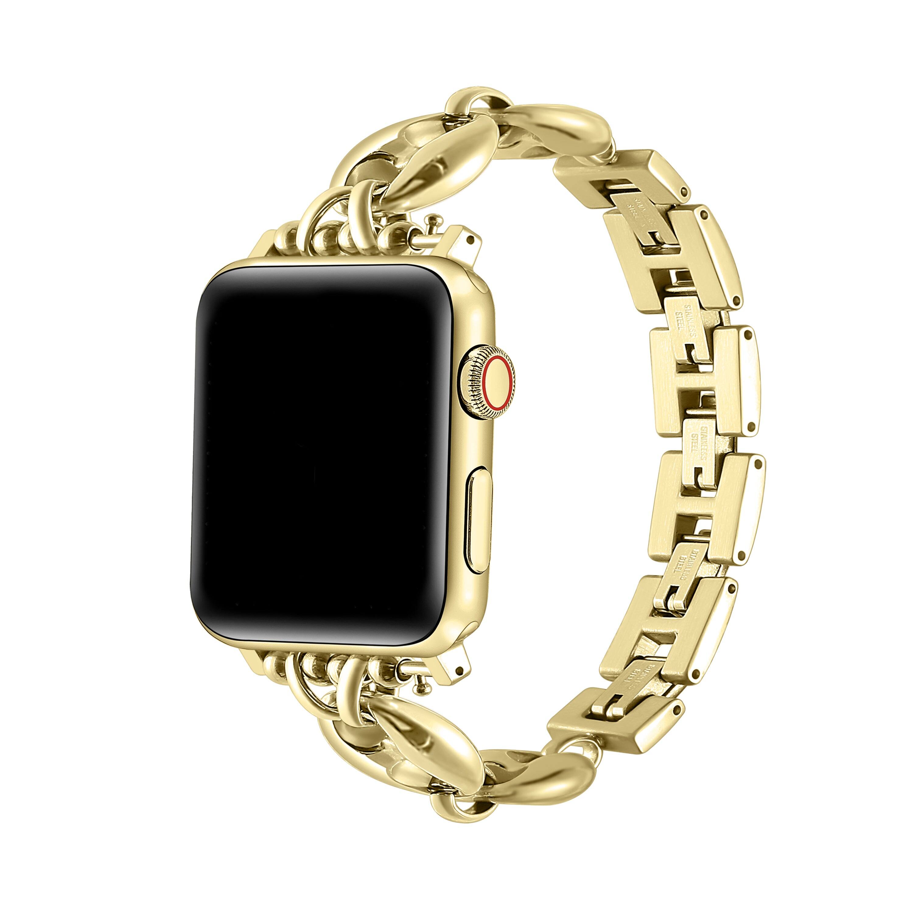 Front. Posh Tech - Poppy Stainless Steel Link Band for Apple Watch - Gold.