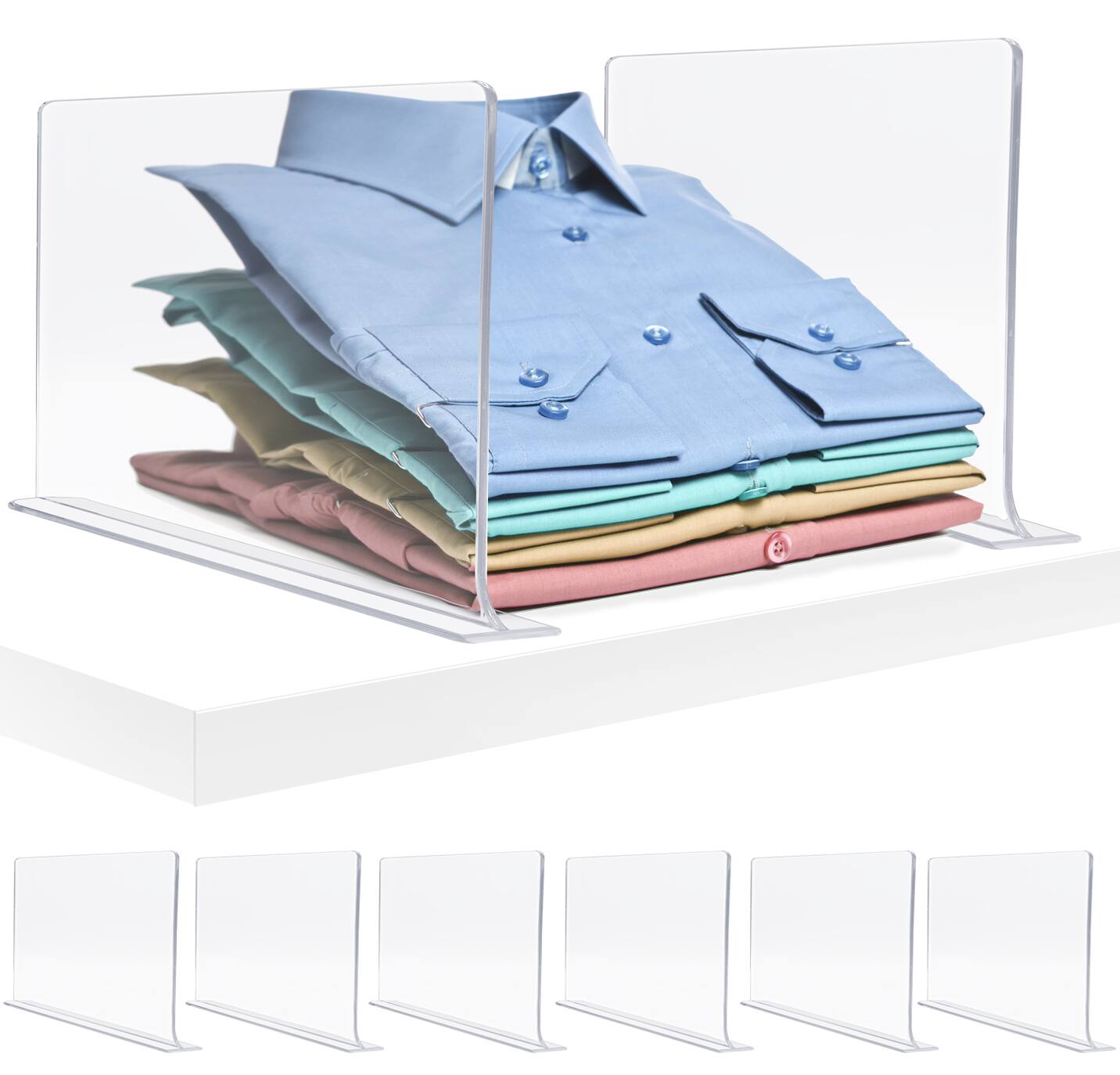 Front. Sorbus - Sorbus Acrylic Adhesive Shelf Divider Organizers, w/Self Adhesive Tape, Great for Closet Organization, Clothes - Clear.