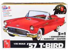Skill 2 Model Kit 1957 Ford Thunderbird 3-in-1 Kit 1/25 Scale Model by AMT - Red And Silver