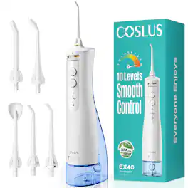 COSLUS - EX40 Portable Water Flosser, 10 Pressure Settings, Rechargeable, Cordless, for Travel