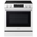 Samsung - 30 in. Wide 4 Burner 6.3 cu. ft. Bespoke Smart Slide-In Electric Range with Illuminated Precision Knobs - White Glass